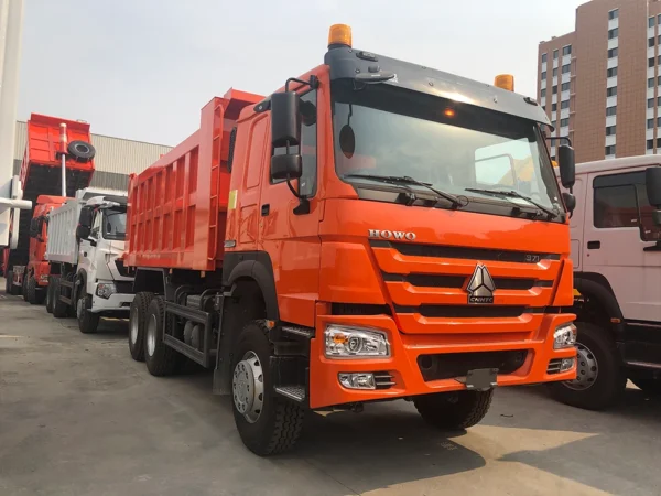 Orange Howo 371hp 6x4 Dump Truck with Two Warning Lights Fast Delivered