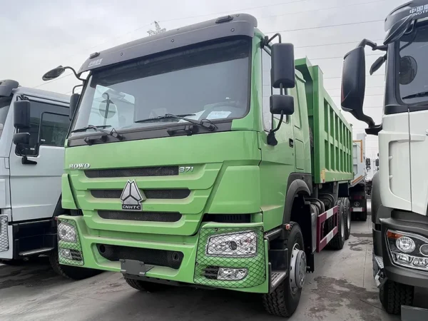 Verde Howo 371hp 6x4 Dump Truck con Faro Cubierta Protectora